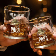 Gift For Husband,Gift For Men,Gift For Yourself,Gift For Grandpa,Gift For Father,Fishing,Icon,Humorous - We Hooked The Best Dad Grandpa - Personalized Whiskey Glass
