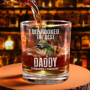 Gift For Husband,Gift For Men,Gift For Yourself,Gift For Grandpa,Gift For Father,Fishing,Icon,Humorous - We Hooked The Best Dad Grandpa - Personalized Whiskey Glass
