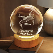 Sport Dad,Gift For Father,Happy,Football - We Scored The Best Dad Papa American Football - Personalized Crystal Globe Lamp