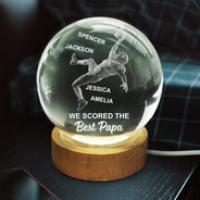 Sport Dad,Gift For Father,Happy,Football - We Scored The Best Dad Papa American Football - Personalized Crystal Globe Lamp