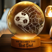 Sport Dad,Gift For Father,Football (Soccer),Happy - We Scored The Best Dad Papa Soccer Football - Personalized Crystal Globe Lamp