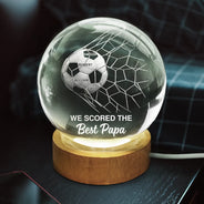 Sport Dad,Gift For Father,Football (Soccer),Happy - We Scored The Best Dad Papa Soccer Football - Personalized Crystal Globe Lamp