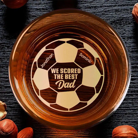 Soccer Football We Scored The Best Dad - Personalized Engraved Whiskey Glass