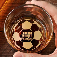 Sport Dad,Gift For Father,Football (Soccer),Happy,Custom Text - We Scored The Best Dad Papa Soccer Football - Personalized Engraved Whiskey Glass