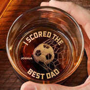 Sport Dad,Gift For Father,Football (Soccer),Happy,Non-Eng,Custom Text,Proud - We Scored The Best Dad Papa Soccer Football - Personalized Engraved Whiskey Glass