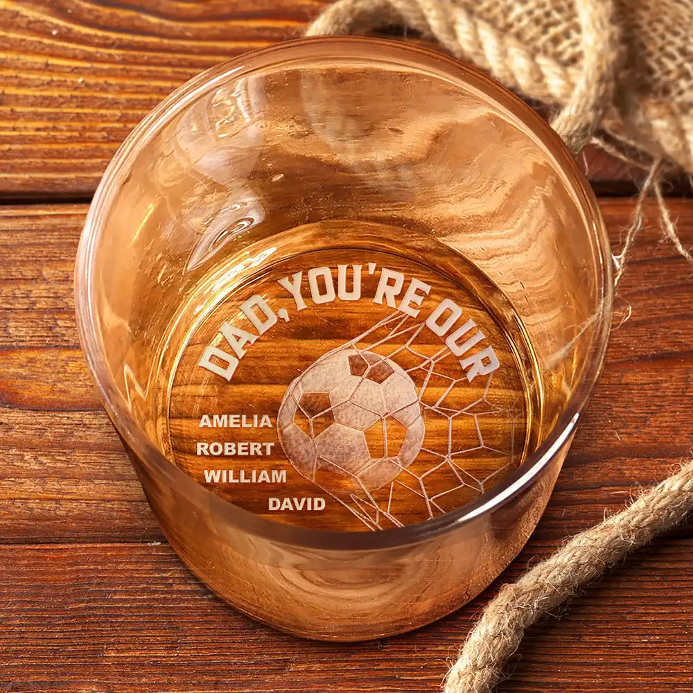 Sport Dad,Gift For Father,Football (Soccer),Happy,Non-Eng,Custom Text,Proud - We Scored The Best Dad Papa Soccer Football - Personalized Engraved Whiskey Glass