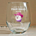 Funny,Gift For Father,Gift For Husband - We Used To Lived In Your Balls Dad - Personalized Stemless Wine Glass
