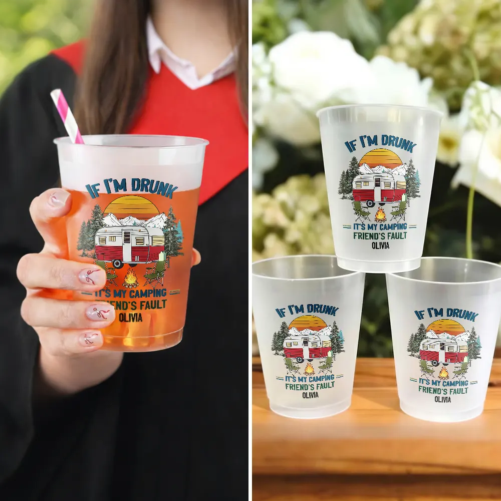 Summer, Camping, Gift For Bestie, Humorous, Icon - We're Drunks We Go Camping - Personalized Frosted Cups