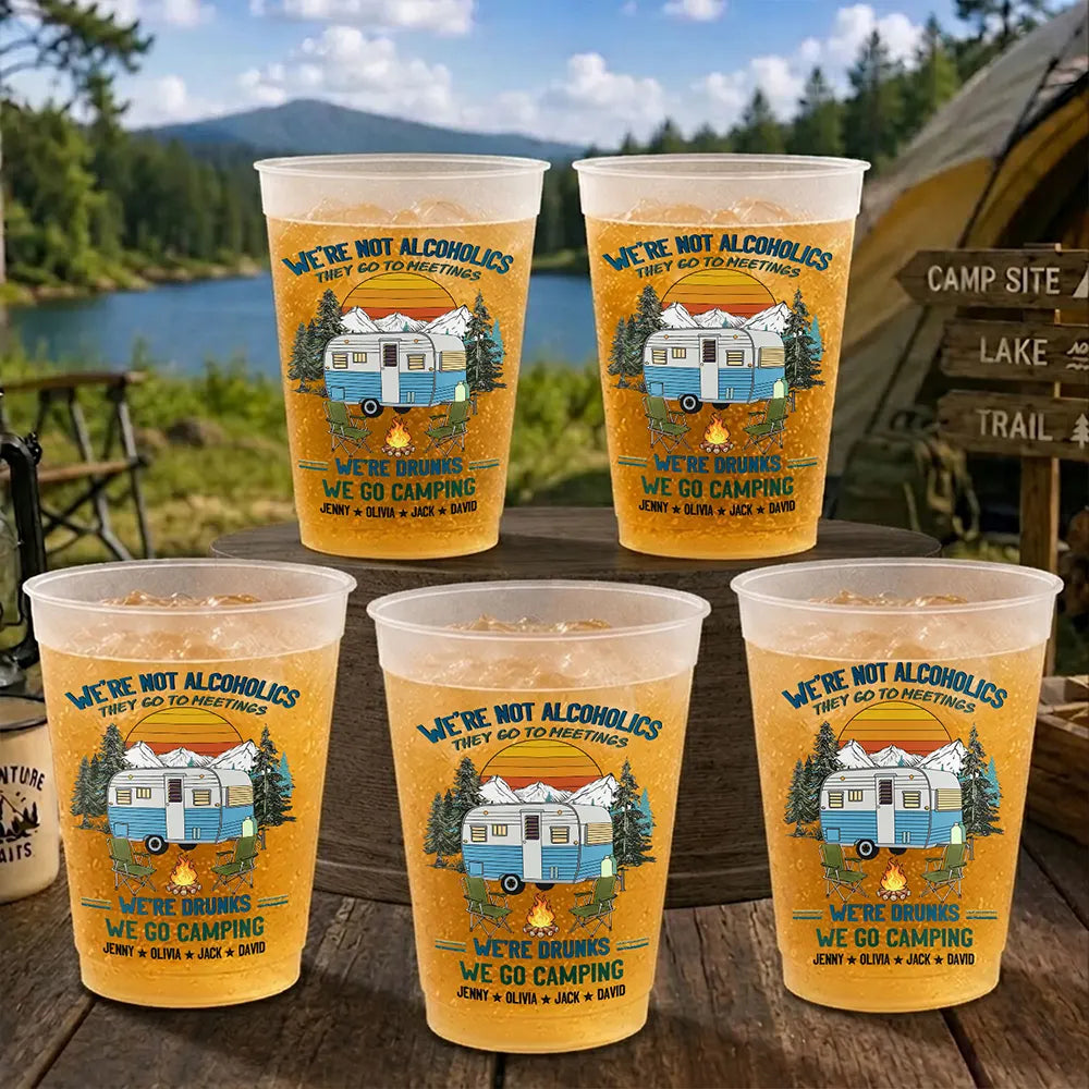 Summer, Camping, Gift For Bestie, Humorous, Icon - We're Drunks We Go Camping - Personalized Frosted Cups