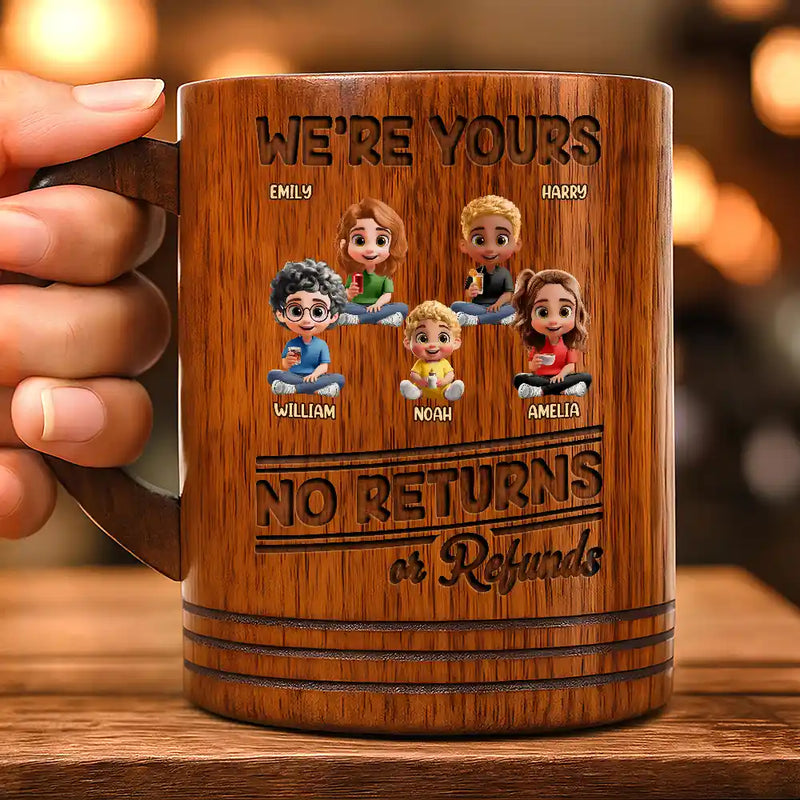 Gift For Grandparents, Happy - We're Yours No Returns - Personalized Wooden Mug