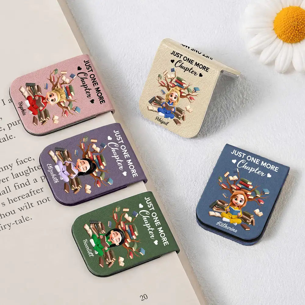 Christmas,Confident,Reading,Vector- Gifts For Book Lovers, Bookworms, Readers - Personalized Just A Girl Who Loves Books Leather Magnetic Bookmark