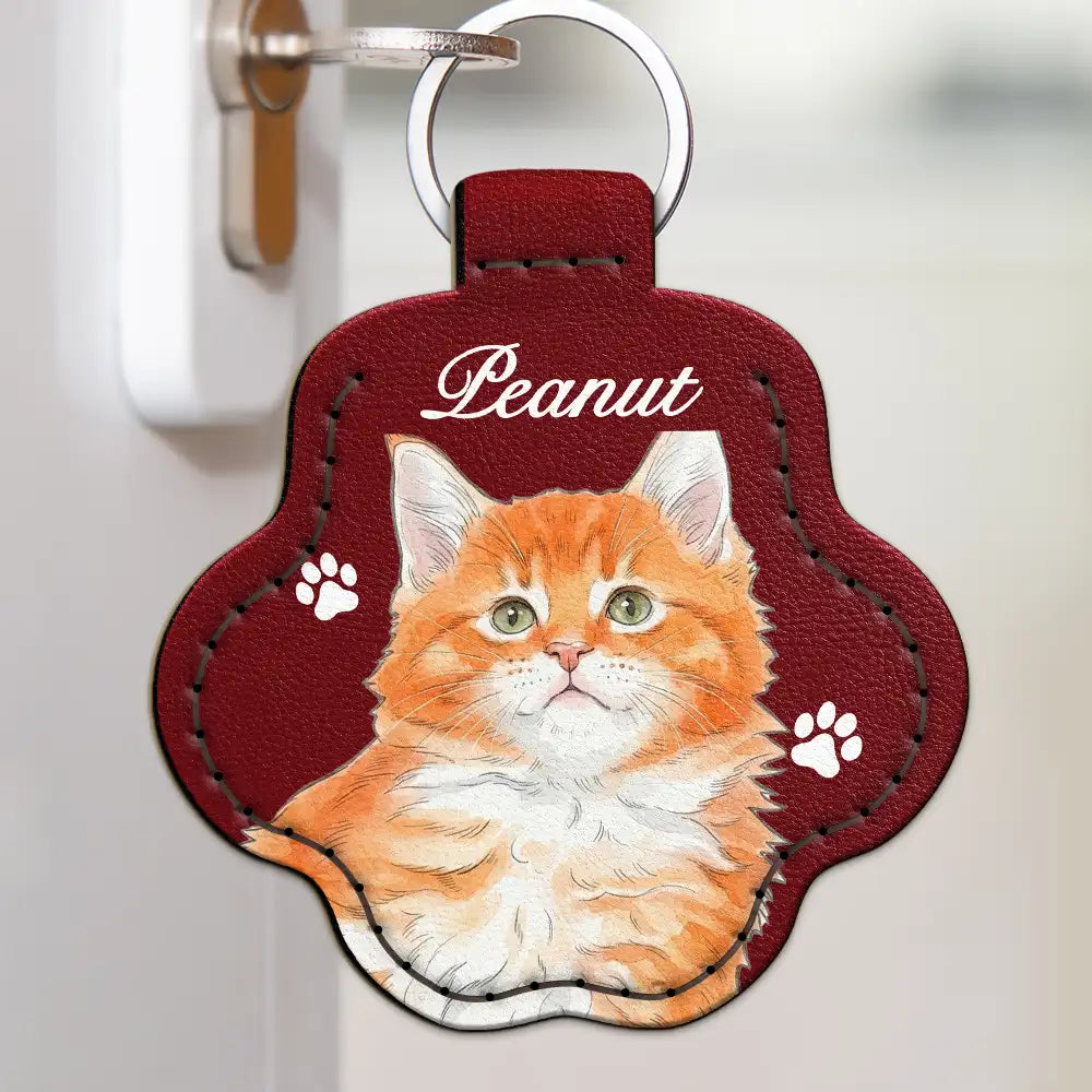 Art Design,Custom Photo,Memorial,Pet Lovers,Pet Memorial,Photo - Vivid Watercolor Art,Sentimental - Memorial Keepsake Gift For Pet Mom - Personalized Custom Photo Watercolor Portrait Pet Fur Keychain