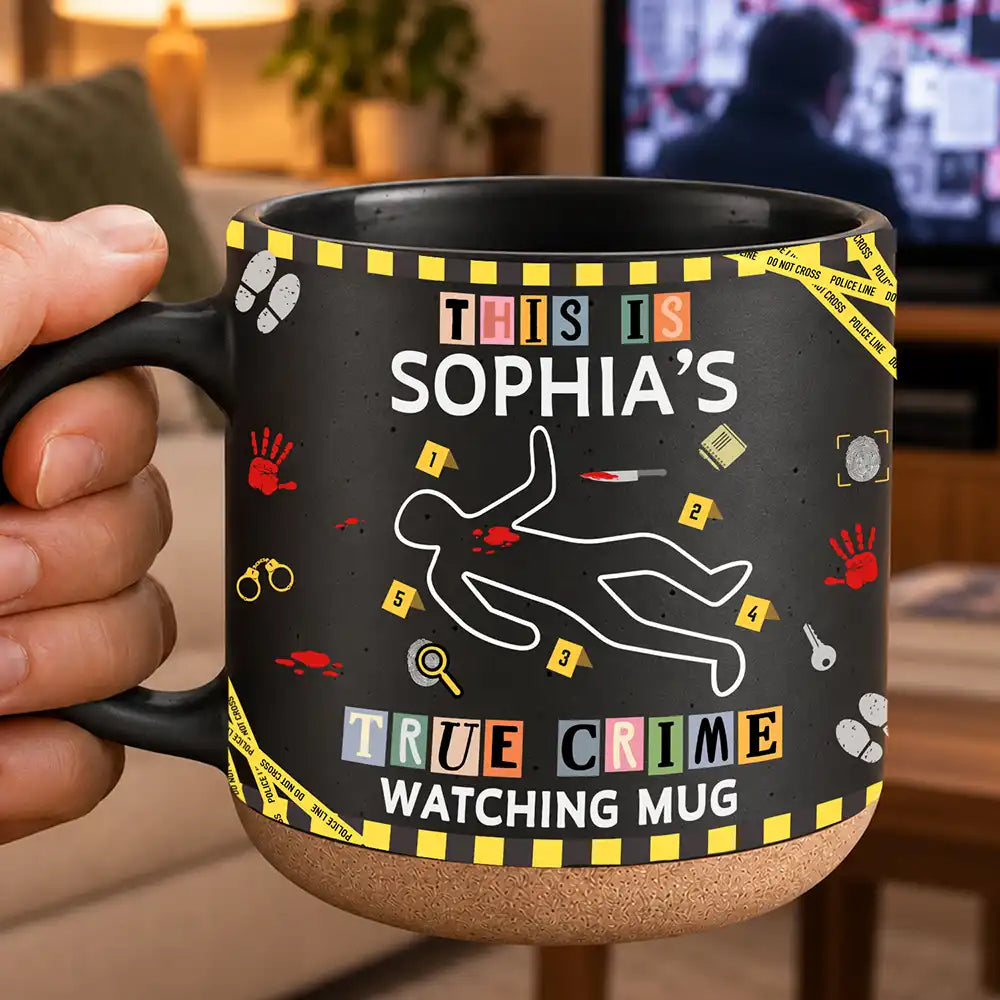 Christmas,Custom Text,Gift For Couples,Gift For Wife,Gifts For Her,Happy - Gift For True Crime Lovers - Personalized Binge Watching Pottery Mug