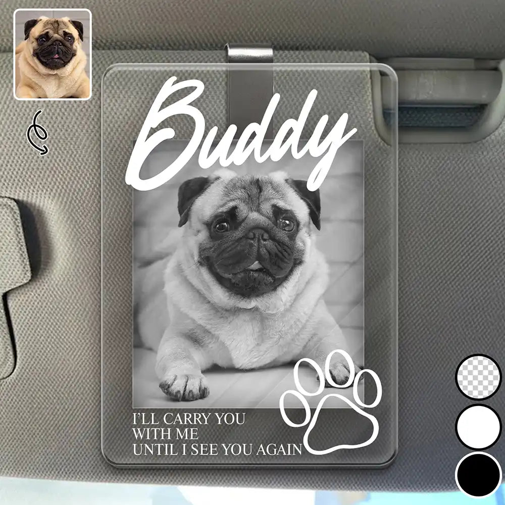 Custom Photo,Dynamic Photo,Memorial,Pet Lovers,Pet Memorial,Sentimental - Memorial Gift For Loss Of Pet - Personalized Custom Photo Forever Loved Acrylic Car Visor Clip