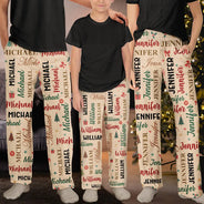 Christmas, Custom Text, Family, Happy - Matching Christmas Gift For Family - Personalized Member Names Holiday Pajama Pants