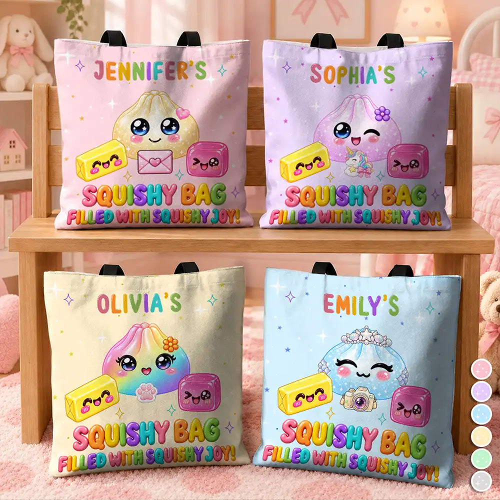 Christmas,Gift For Children,Gift For Daughter,Gifts For Her,Icon,Playful,Top Market - Gift For Kids Girls - Personalized Name & Color Squishy Bag Filled With Squishy Joy Tote Bag