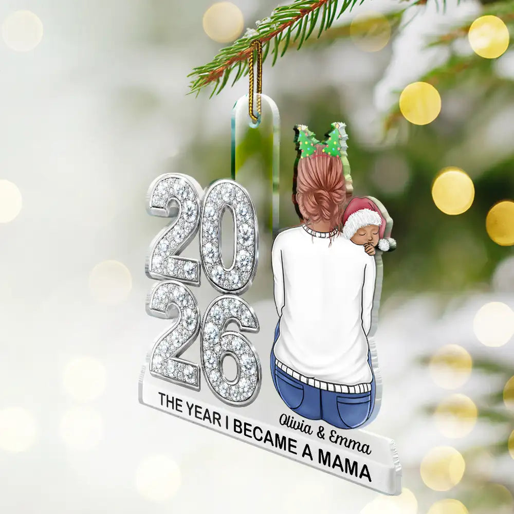 Adorable,Gifts For Her,New Mom,Christmas,Gift For Mother,Vector - The Year I Became A Mommy New Mom Keepsake - Personalized Custom Shaped Acrylic Ornament
