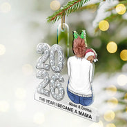 Adorable,Gifts For Her,New Mom,Christmas,Gift For Mother,Vector - The Year I Became A Mommy New Mom Keepsake - Personalized Custom Shaped Acrylic Ornament