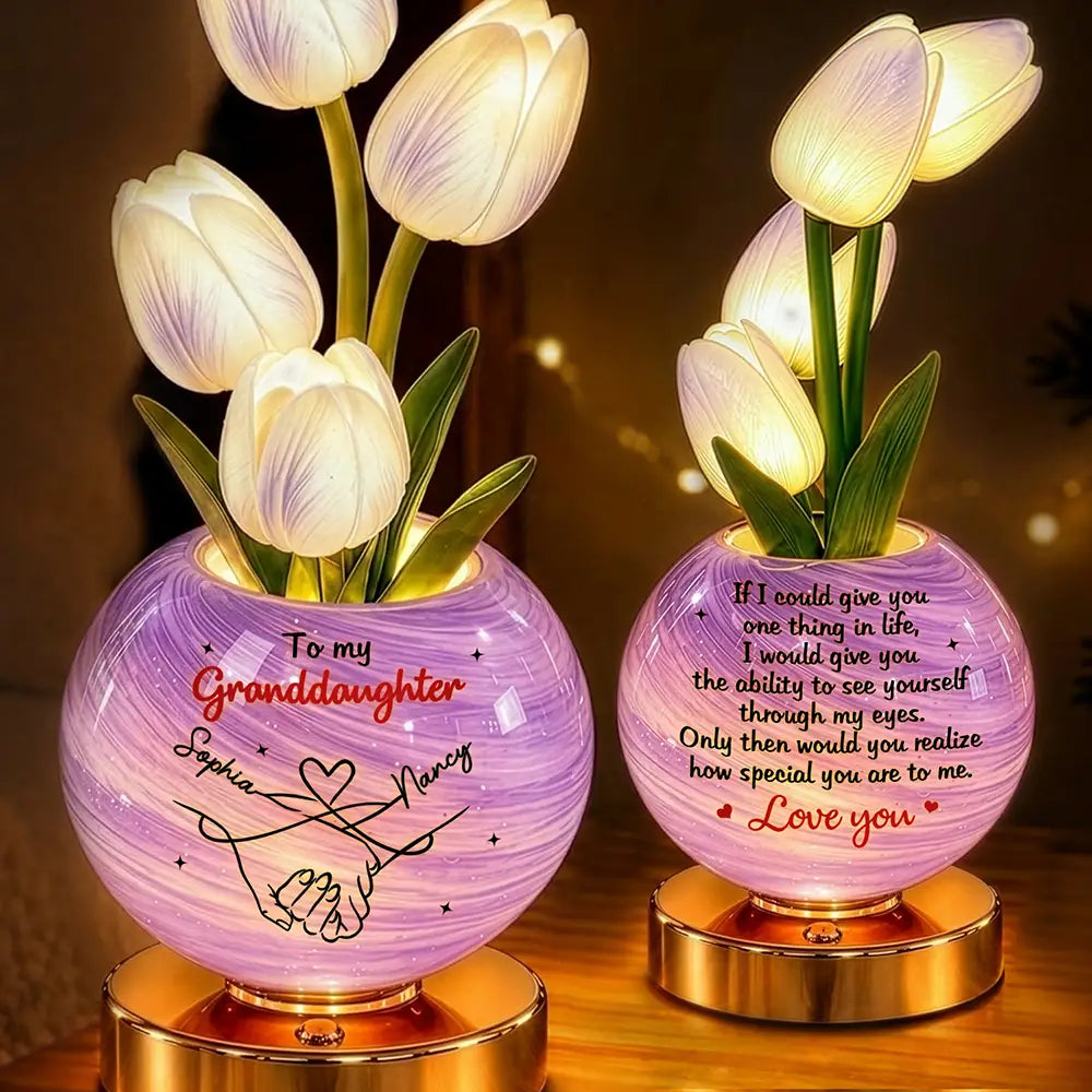 Christmas,Custom Text,Gift For Children,Gift For Daughter,Gifts For Her,Indoor Decor,Long Distance,Sentimental - To My Daughter, Granddaughter Long Distance Christmas Home Decor Gift - Personalized Pinky Promise Tulip LED Night Light