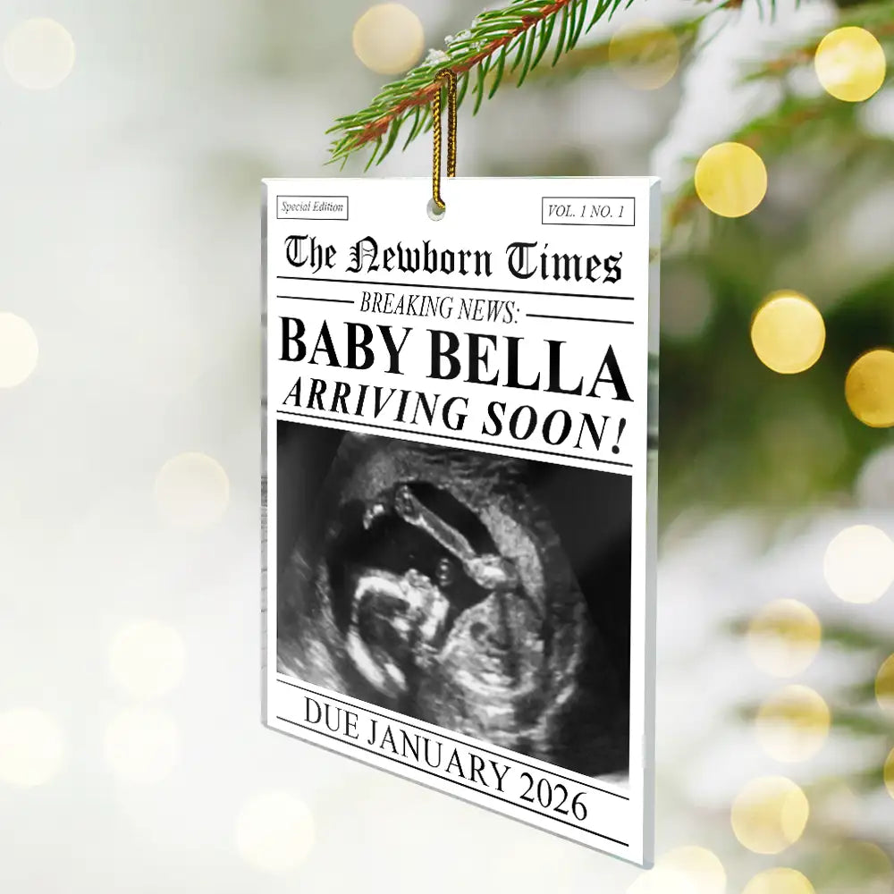 Adorable,Gifts For Her,Christmas,Custom Photo,Gift For Mother,Pregnant Mom,Upload Full Photo - Custom Photo Baby Expecting The New Baby Times - Personalized Custom Shaped Acrylic Ornament