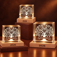 Cozy,Custom Text,Family,Indoor Decor - Gift For Family Parents Grandparents - Personalized Family Tree Crystal Cube Lamp
