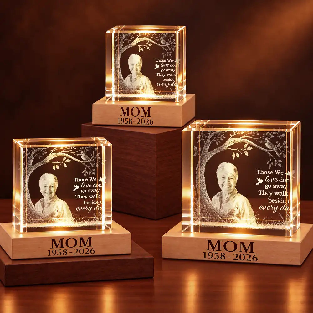 Cozy,Custom Photo,Family,Indoor Decor,Memorial,Memorial Loved One,Remove BG Photo - Sympathy Christmas Gift For Loss Of Dad - Personalized Custom Photo When You Miss Me Have No Fear Crystal Cube Lamp