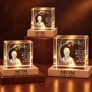 Cozy,Custom Photo,Family,Indoor Decor,Memorial,Memorial Loved One,Remove BG Photo - Sympathy Christmas Gift For Loss Of Dad - Personalized Custom Photo When You Miss Me Have No Fear Crystal Cube Lamp