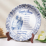 Art Design,Romantic,Gift For Couples,Photo - Porcelain Art Style - Custom Photo Watercolor Forever & Always Couple Anniversary - Personalized Ceramic Plate