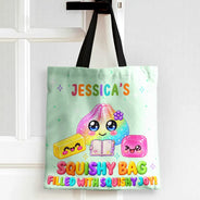 Christmas,Gift For Children,Gift For Daughter,Gifts For Her,Icon,Playful,Top Market - Gift For Kids Girls - Personalized Name & Color Squishy Bag Filled With Squishy Joy Tote Bag