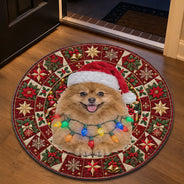 Art Design,Christmas,Custom Photo,Dog Lovers,Indoor Decor,Pet Lovers,Photo - Santa Hat Lying Pet,Playful,Top Market - Gift For Dog Lovers - Personalized Custom Photo Christmas Decor Rug