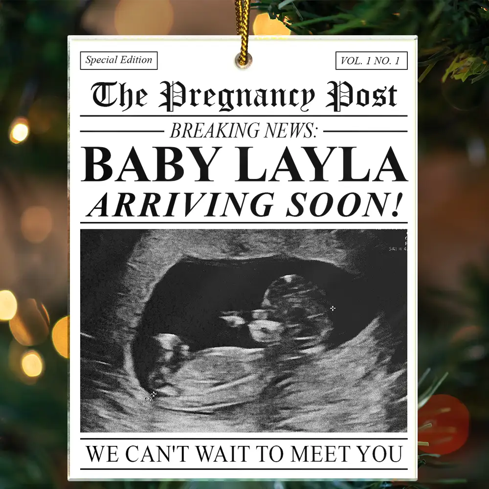 Adorable,Gifts For Her,Christmas,Custom Photo,Gift For Mother,Pregnant Mom,Upload Full Photo - Custom Photo Baby Expecting The New Baby Times - Personalized Custom Shaped Acrylic Ornament