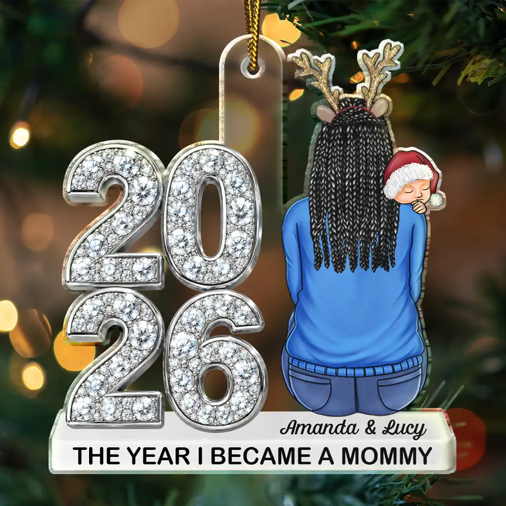 Adorable,Gifts For Her,New Mom,Christmas,Gift For Mother,Vector - The Year I Became A Mommy New Mom Keepsake - Personalized Custom Shaped Acrylic Ornament