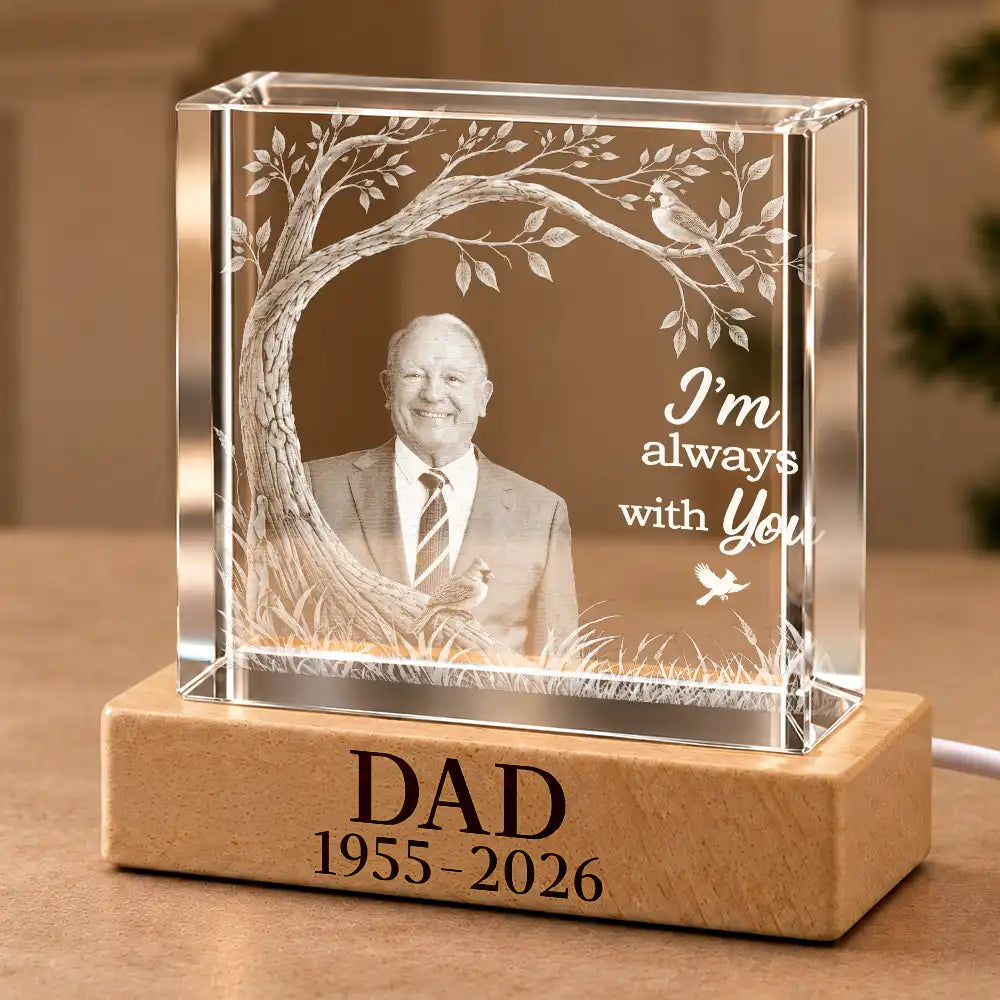 Cozy,Custom Photo,Family,Indoor Decor,Memorial,Memorial Loved One,Remove BG Photo - Sympathy Christmas Gift For Loss Of Dad - Personalized Custom Photo When You Miss Me Have No Fear Crystal Cube Lamp