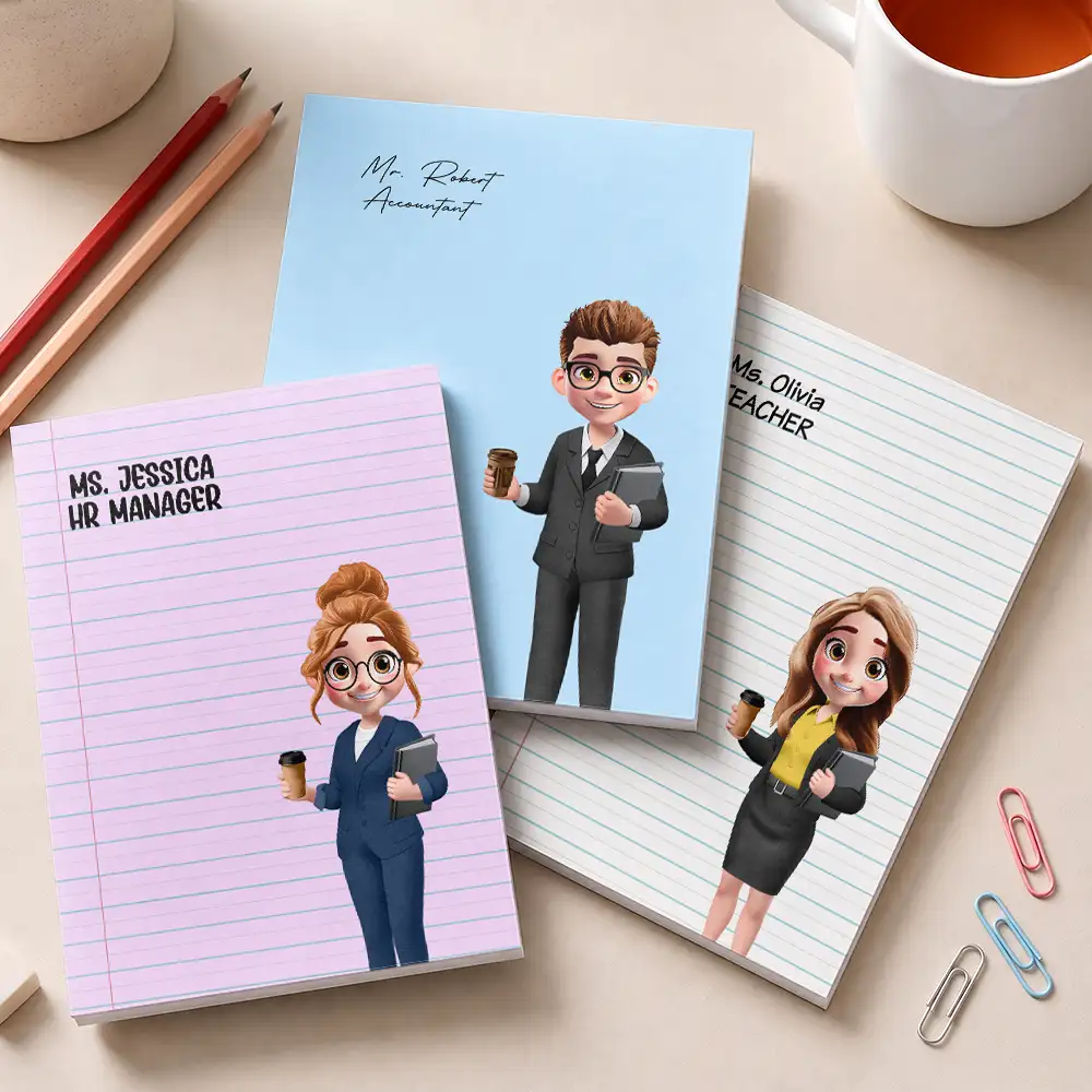 Officer,Proud,Vector - Gift For Coworker, Boss, Teacher - Personalized Custom Character With Name Notepad