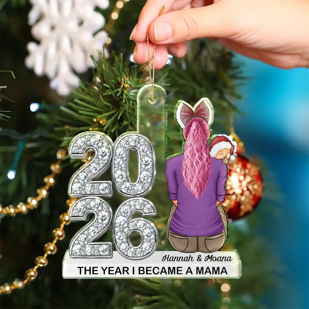 Adorable,Gifts For Her,New Mom,Christmas,Gift For Mother,Vector - The Year I Became A Mommy New Mom Keepsake - Personalized Custom Shaped Acrylic Ornament