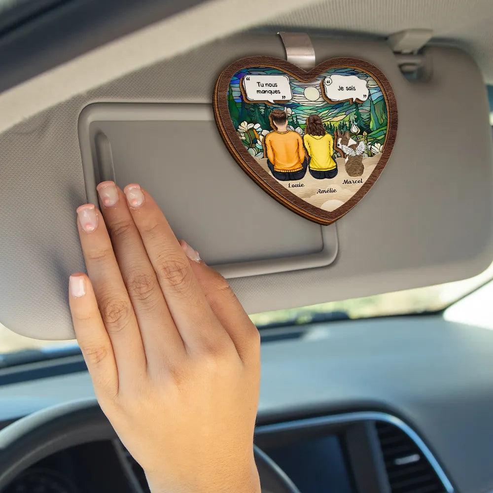 Pet Lovers,Pet Mom,Dog Lovers,Dog Mom,Cat Lovers,Cat Mom,Memorial,French,Non-Eng,Vector,Sympathetic - Tu Me Manques Mémorial Pour Chat Chien - Clip De Pare-Soleil De Voiture À Forme Spéciale Personnalisé