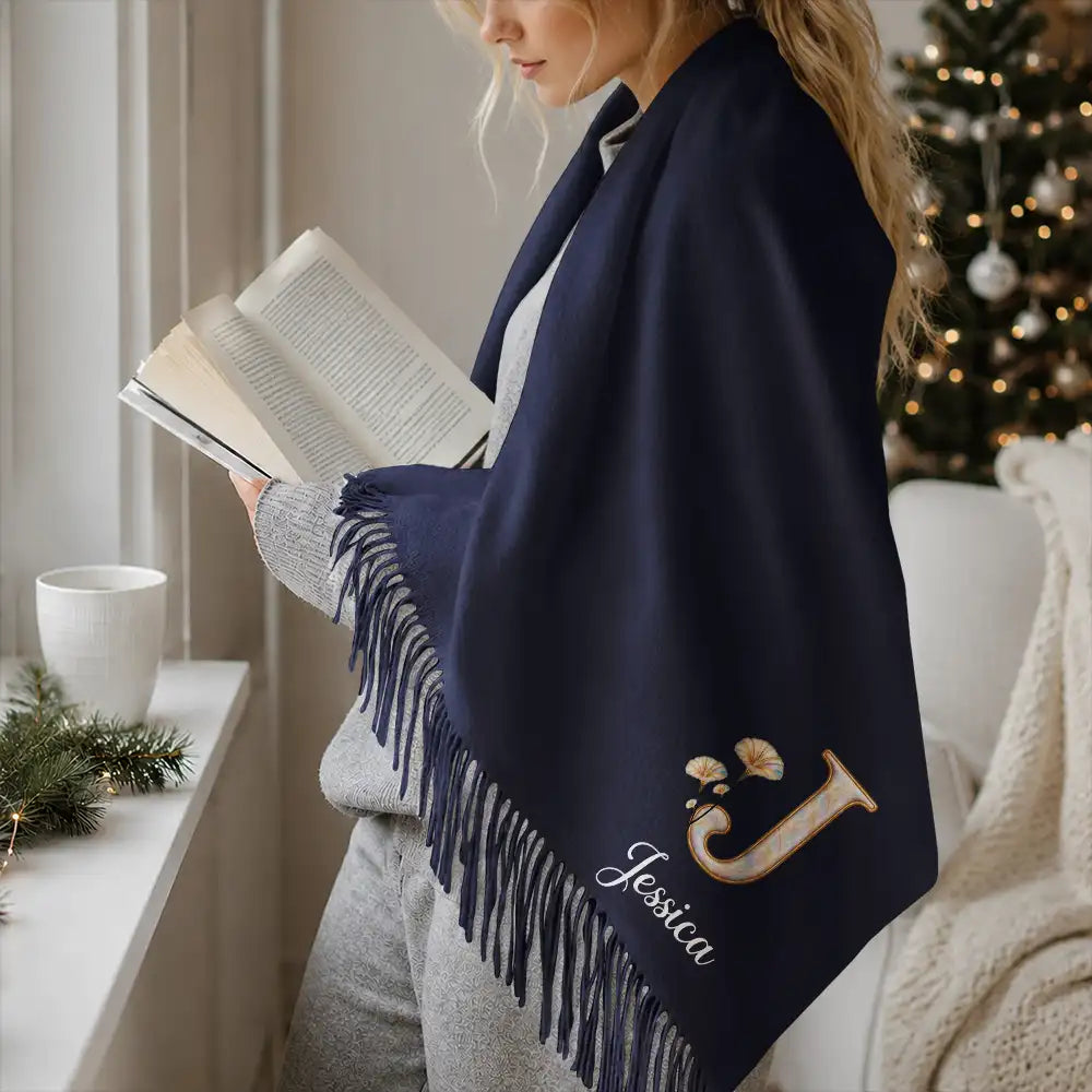 Christmas,Gift For Women,Gift For Yourself,Gifts For Her,Happy,Icon - Gift For Mom Daughter Besties - Personalized Mother Of Pearl Effect Birth Flower Tassel Scarf