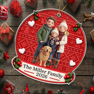 Art Design,Christmas,Custom Photo,Family,Happy,Indoor Decor,Photo - Clay Effect Doll - Family Christmas Gift - Personalized Clay Effect Family Portrait Acrylic Ornament