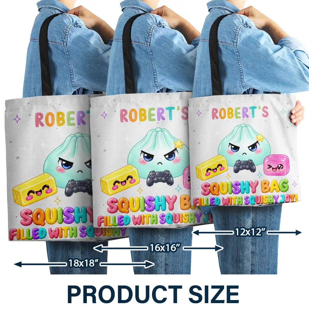 Christmas,Gift For Children,Gift For Daughter,Gifts For Her,Icon,Playful,Top Market - Gift For Kids Girls - Personalized Name & Color Squishy Bag Filled With Squishy Joy Tote Bag