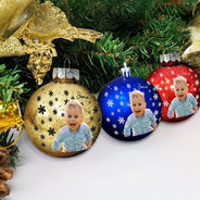 Art Design,Christmas,Custom Photo,Gift For Kids,Photo - Oil Painting,Playful - Christmas Gift For Kids Family - Personalized Custom Photo & Name Kid Portrait With Pine Tree Snowflake Ball Ornament