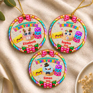 Christmas, Gift For Kids, Icon, Playful - Christmas Gift For Kids Girls Squishy Lovers - Personalized The Year Of Squishy Hunting Circle Ceramic Ornament