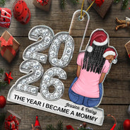 Adorable,Gifts For Her,New Mom,Christmas,Gift For Mother,Vector - The Year I Became A Mommy New Mom Keepsake - Personalized Custom Shaped Acrylic Ornament