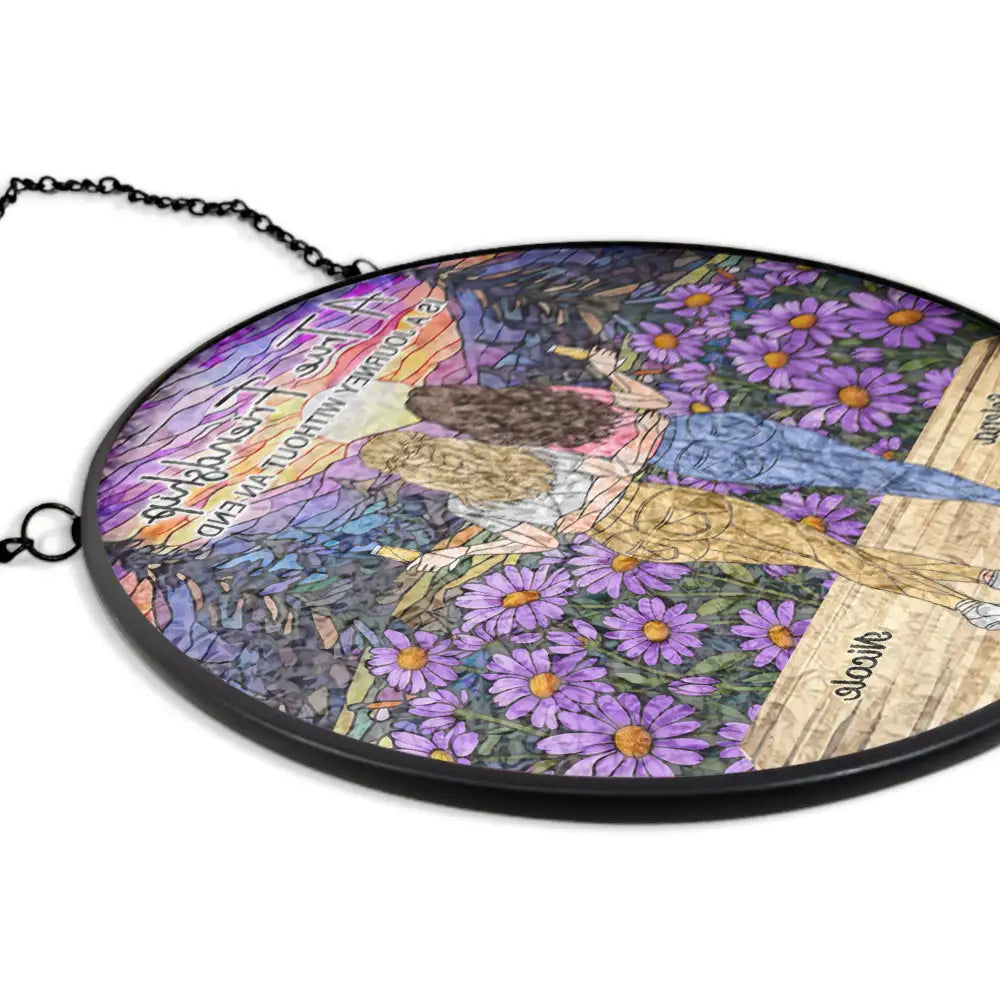 Afro Besties,Christmas,Gift For Bestie,Old Besties,Sentimental,Vector - Bestie Gift - Personalized A True Friendship Is A Journey Stained Glass Window Hanging Suncatcher