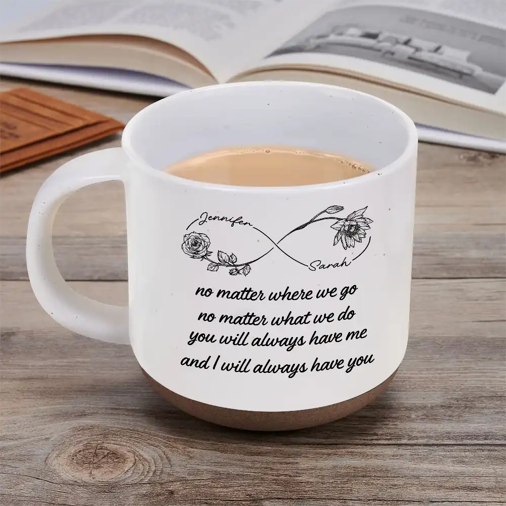Afro Besties,Christmas,Gift For Bestie,Sentimental,Vector - Just Because Gift For Besties - Personalized Birth Month Flower Pottery Mug