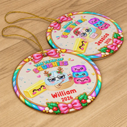 Christmas, Gift For Kids, Icon, Playful - Christmas Gift For Kids Girls Squishy Lovers - Personalized The Year Of Squishy Hunting Circle Ceramic Ornament