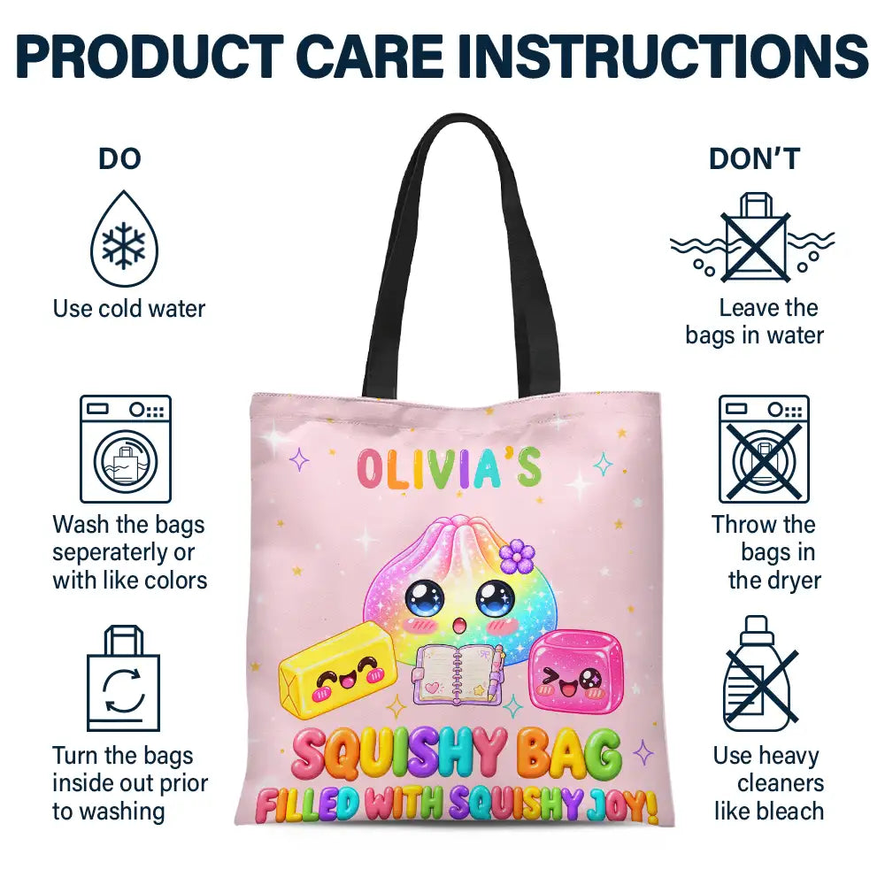 Christmas,Gift For Children,Gift For Daughter,Gifts For Her,Icon,Playful,Top Market - Gift For Kids Girls - Personalized Name & Color Squishy Bag Filled With Squishy Joy Tote Bag