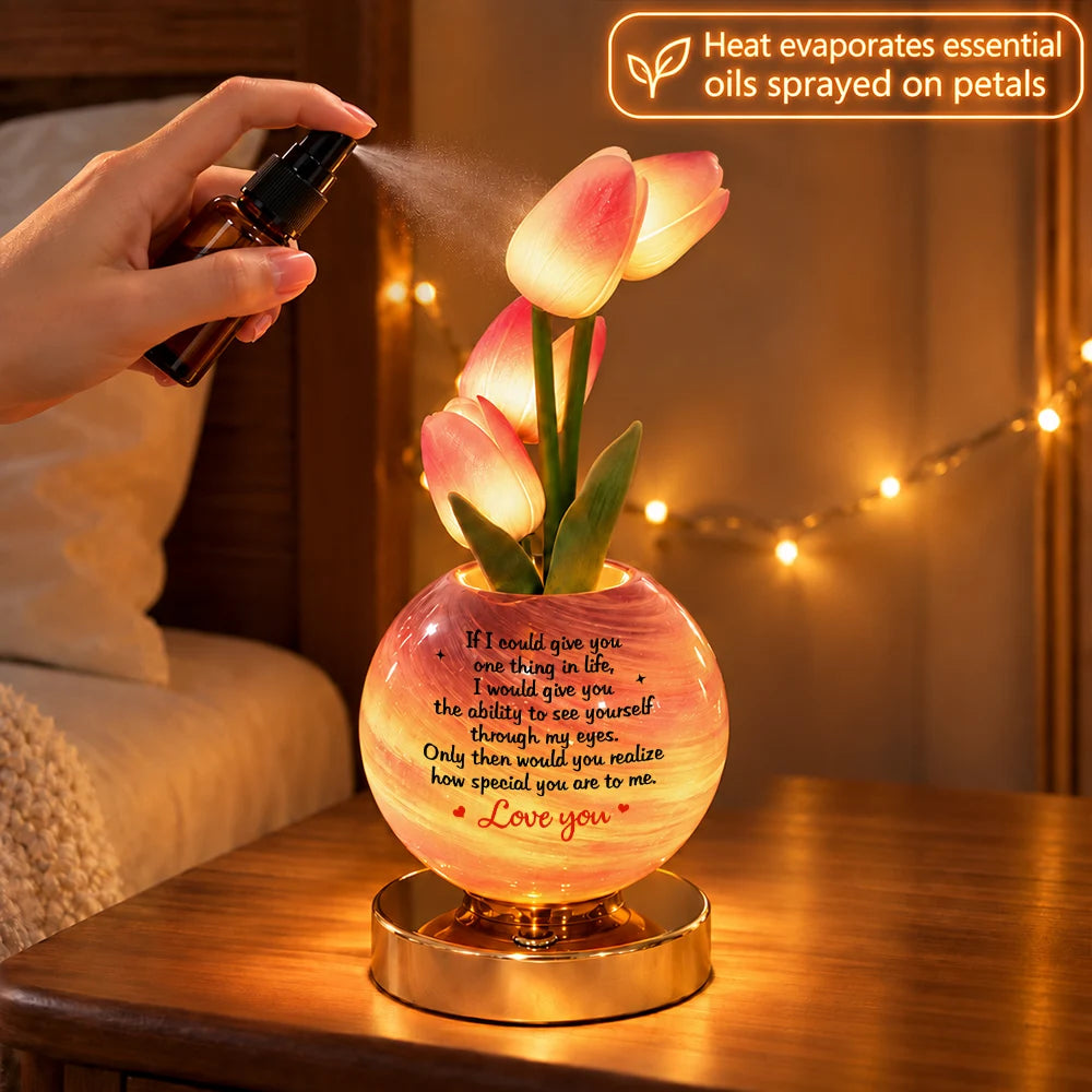 Christmas,Custom Text,Gift For Children,Gift For Daughter,Gifts For Her,Indoor Decor,Long Distance,Sentimental - To My Daughter, Granddaughter Long Distance Christmas Home Decor Gift - Personalized Pinky Promise Tulip LED Night Light