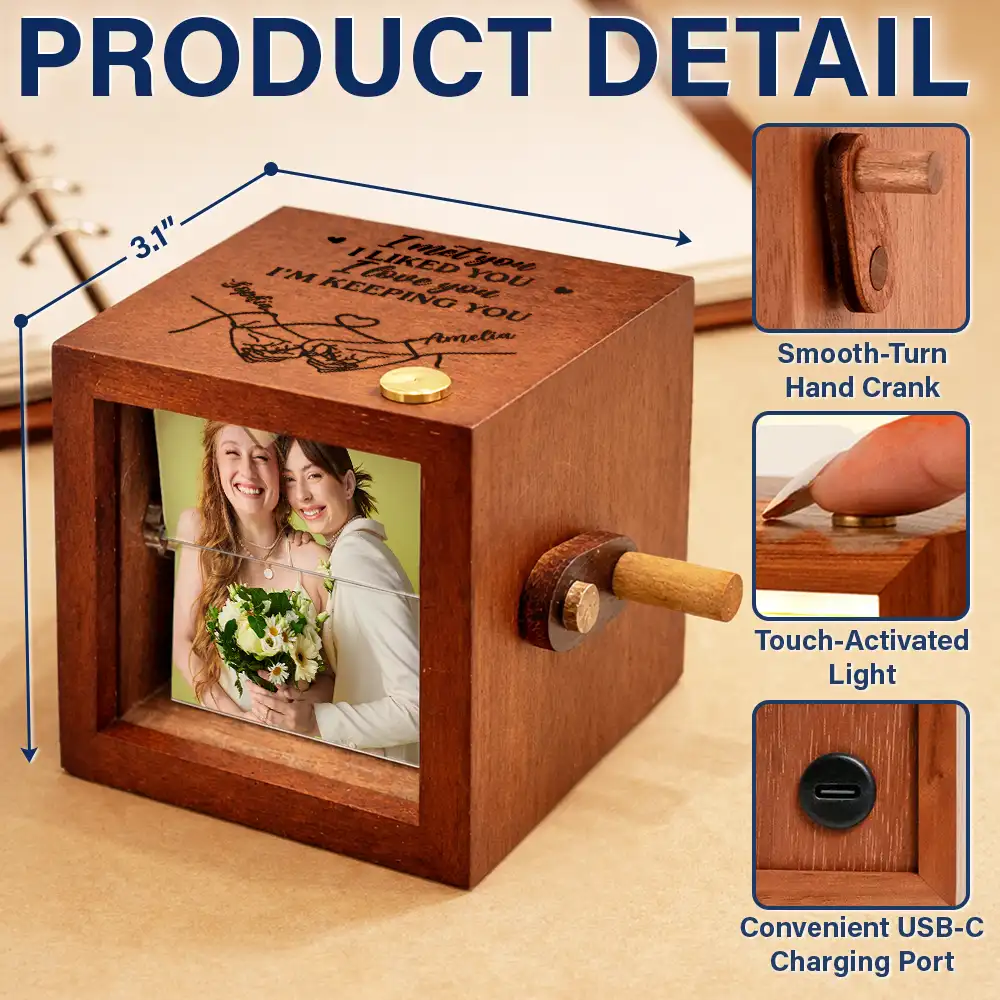 Anniversary, Christmas, Custom Photo, Gift For Couples, Old Couples, Romantic, Top Market, Upload Full Photo - Anniversary Gift For Couples - Personalized Custom Photo I Met You Flipbook Frame Animation Machine