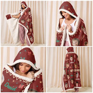 Christmas,Custom Photo,Cut-Face Photo,Gift For Grandma,Gifts For Her,Sentimental - Christmas Gift For Grandma Grandpa - Personalized Custom Photo My Grandkids With Name Pattern Wearable Hooded Blanket