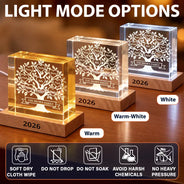 Cozy,Custom Text,Family,Indoor Decor - Gift For Family Parents Grandparents - Personalized Family Tree Crystal Cube Lamp